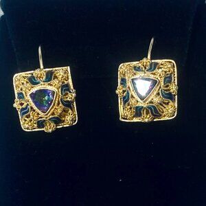 Barbara Garwood Mystic Topaz earrings 24KT Gold over Sterling Collectable